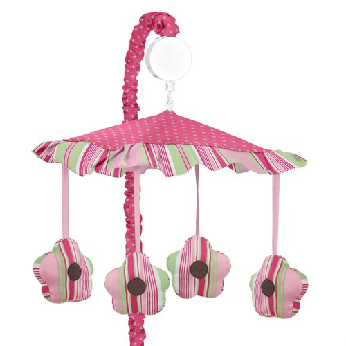 Pink and Green Jungle Friends Musical Baby Crib Mobile by Sweet Jojo Designs