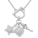 Sterling Silver Star, Key and Heart Toggle Charm Diamond Pendant (1/4 cttw, I J Color, I2 I3 Clarity), 18 41p9TM4Gc4L. SL160 Sterling Silver Star, Key and Heart Toggle Charm Diamond Pendant (1/4 cttw, I J Color, I2 I3 Clarity), 18