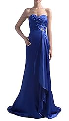 Sweetheart Charmeuse Beaded Floor Length Evening Dress/Prom Dress/Wedding Party Dress  with a Brush/Sweep Train 