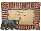 IMAGE OF Horizontal Rustic Wood Logs Look Picture Photo Frame with Black Bear Holds a 3.5