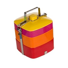 Vivo Square Bento Box, Red, Orange, Pink, Yellow