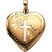 14K Two Tone Gold Heart Shaped Cross Locket