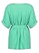 Persun Women's Green V Neck Bow Tie Belt Short Sleeve Flared Blouse
