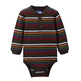 Newborn Boys' Genuine Kids Striped Henley Creeper - Brown