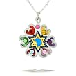 Star of David with Rainbow Flower Necklace #0716