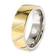 Grooved Polished Gold Plated Tungsten Carbide Ring (8.0mm) - Sizes 8 - 13
