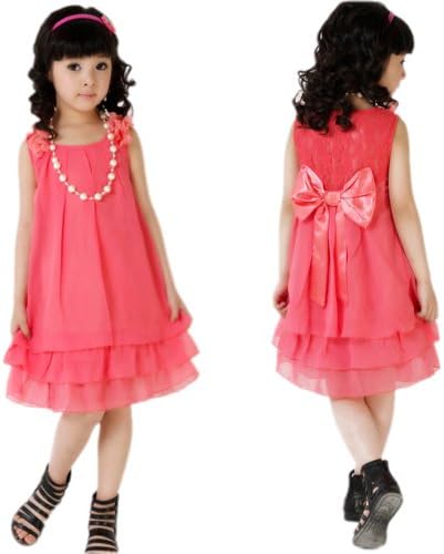 2014 Summer new Korean girls summer dress princess necklace chiffon dress girls dress children dress,Red5 Child US