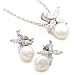 Platinum Plated Sterling Silver Freshwater Cultured Pearl Earrings and Pendant Set