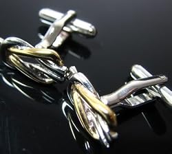 The Lovers Knot Square Gold and Silver Cufflinks Cuff Links