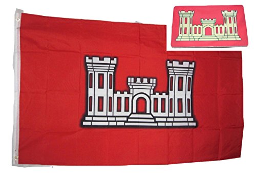 Army Corps of Engineers Vessel Flag 3 X 5 Foot with 2 X 3 Inch Magnet New Bundle Two Items