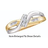 Stunning 2 Tone Gold Diamond Promise Ring w/ Round And Baguette Cut Diamonds