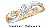 Stunning 2 Tone Gold Diamond Promise Ring w/ Round And Baguette Cut Diamonds