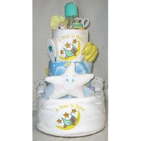 3 Tier A Star is Born Baby Diaper Cake by Baby Cakes