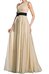 Floor Length Chiffon One Shoulder Bridesmaid Dress  With a Sash 