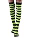 Women’s Extra Long Striped Socks Over Knee High Opaque Stockings (Black & Lime Green)