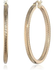 14k Yellow Gold Textured Hoop Earrings
