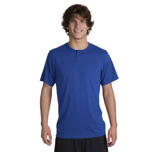 Sport-Tek Short Sleeve Henley, Royal, X-Small