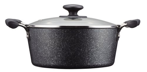 パール金属 プレミアムマーブル 内面4層+外面3層 マーブル加工 IH対応 ガラス蓋 付 両手鍋  22cm H-4238