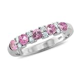 Garland Diamond and Pink Sapphire Ring in 14k White Gold Wedding Band (G, SI1-SI2, 0.90 cttw)