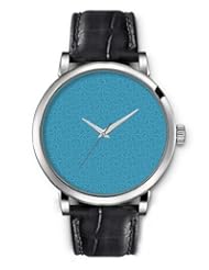 SPRAWL Aanalog Fashion Series Silver Ladies Watches of Genuine Black Leather Strap,Unique Wrist Watch for Women Girls Designed with Blue background with flowers