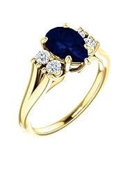 14K Yellow Gold 9.00x6.00mm Pear Cut Chatham Created Sapphire and Diamond Ring -- LIFETIME WARRANTY
