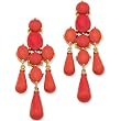 Gold Plated Faux Red Coral Chandelier Post Earrings by Cheryl M