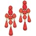 Gold Plated Faux Red Coral Chandelier Post Earrings by Cheryl M