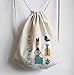 Unisex Canvas Drawstring Backpack Cartoon Printed Softback Shopping Bags