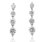 14k White Gold 4 Diamond Journey Drop Earrings (G-H, SI-I, 1.00 carat)
