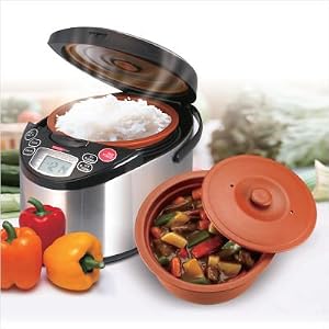 VitaClay VF7900-3 Chef Gourmet 6-Cup Rice and Slow Cooker Pro, Brushed Stainless by 