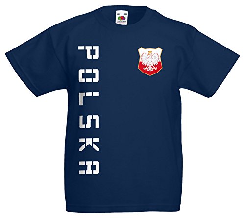 Polen Polska Kinder EM 2016 T-Shirt Trikot Name Nummer (Navyblau, 140)