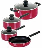 Sunbeam Heartwell 7-piece Aluminum Cookware Set in Red