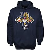NHL Old Time Hockey Florida Panthers Navy Blue Big Primary Logo Pullover Hoodie Sweatshirt (Large)