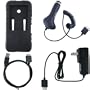 Bundle Pack: Black Silicone Skin Case, Car Charger, Wall/Travel/AC Adapter Ch...