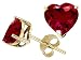 3.00 cts 14K Yellow Gold Plated 925 Sterling Silver Heart Created Ruby Earring Studs