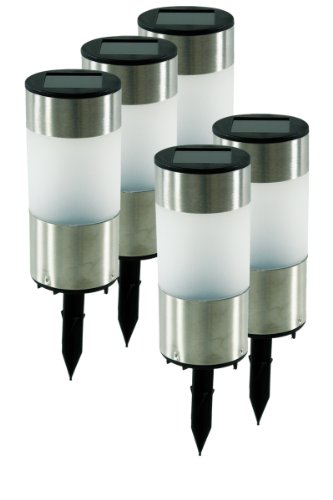 Lot de 5 bornes en Inox avec lampe solaire