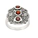 Sterling Silver Marcasite 3-Stone Garnet Ring, Size 9