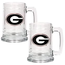 Georgia Bulldogs NCAA 2pc 15oz Glass Tankard Set by Great American Products