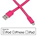 Aduro - Apple Certified / MFi - USB to Lightning Extra Long FLAT Charge & Sync Cable fits all Apple Devices with Lightning Connector - iPhone 5 / 5S / 5C / 6 / 6 Plus, iPad 4, iPad Mini, iPad Air, New iPod Touch and Nano (10 Feet / 3 Meters) (Pink)