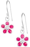 Sterling Silver Crystalline Pink Daisy Flower Hypoallergenic Dangle Earrings for Girls (Nickel Free)