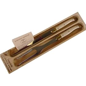 White Acrylic Handled Laguiole boxed set Carving set in wood gift box Pierre Dubost French... by Laguiole