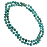 Beautiful Genuine Turquoise Jasper Necklace - Knotted - 8mm Beads - 32 Inch Length