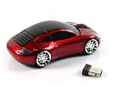 Souris optique USB sans fil pour PC - en forme Porsche - Rouge