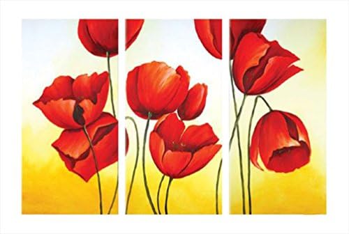 Neonphoenix 3 Pieces Hand painted Framed Modern Kitchen Canvas Paintings Blossoming Wall Art Oil Painting Set Bar Dinning Room Decorative Pictures (smaller one)