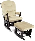 Dutailier Round Back Cushion Design Modern Glider Multiposition - Recline and Ottoman Combo - Sage Green