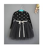WIN キッズワンピース フォーマル女児 キッズ 服 子供 長袖 女の子 ガールズ ワンピース 韓国スタイル 結婚式 発表会 入園式 入学式 卒園式 卒業式 七五三 パーティー (100cm, ブラッ