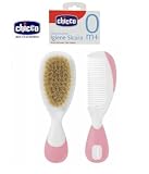 CHICCO BABY SOFT NATURAL BRUSH AND COMB SAFE HYGIENE PINK 0+m