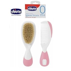 CHICCO BABY SOFT NATURAL BRUSH AND COMB SAFE HYGIENE PINK 0+m