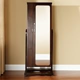 Worthington Antique Walnut Standing Mirror Jewelry Armoire