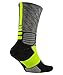 Nike Mens KD Hyper Elite Crew Basketball Socks, Charcoal (077) / Yellow/Black/Charcoal, Large